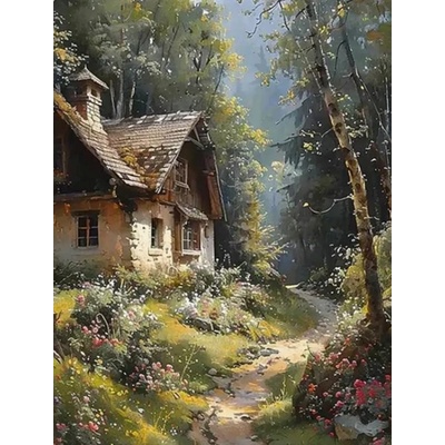 Norimpex - Puzzle Diamant painting: Cottage in the forest 30x40cm - 1 - 39 piese