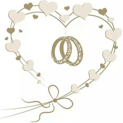 MAKI SLSL 000801 Wedding Rings In Heart Gold servítky 3V 20ks 33x33cm