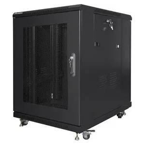 Lanberg Комуникационен шкаф, Lanberg rack cabinet 19" free-standing 15U/600x800 (flat pack) with mesh door black (FF01-6815-23B) - megamag
