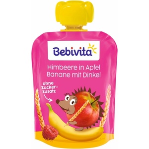 Bebivita Плодова закуска Bebivita - Пауч с банан, малина и спелта, 90 g (19107) - baby