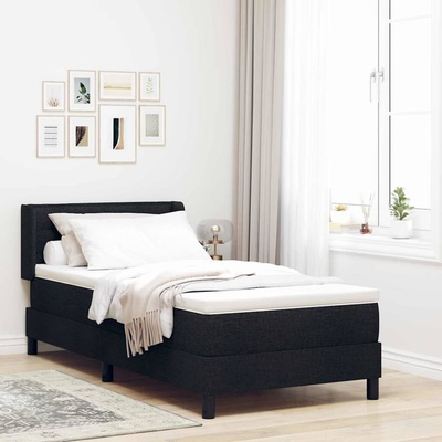 Postel s boxspringem s čelo Černý 200 x 80 cm textil