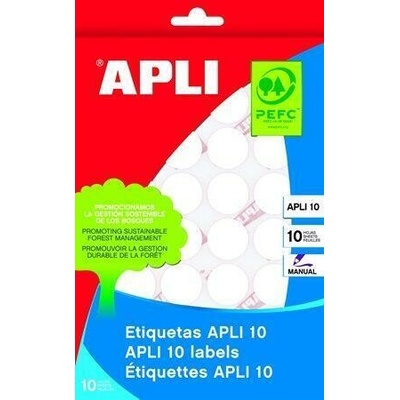 Etikety, kruhové, biela, priemer 13mm, na ručný popis, 770 ks/bal., APLI