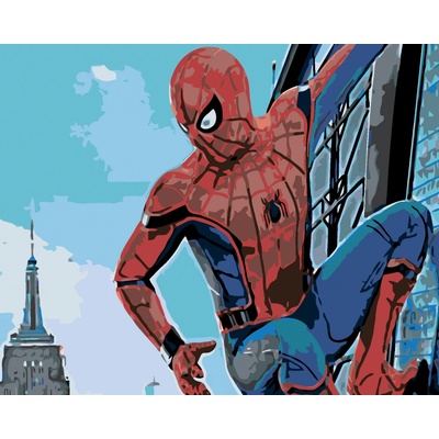 zuty Malování podle čísel Spiderman ve městě 100 x 80 cm bez rámu a bez vypnutí plátna