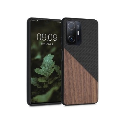 Pouzdro Kwmobile Dřevěné Xiaomi 11T / 11T Pro tmavě hnědé
