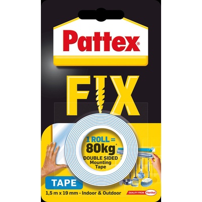 Pattex Montážní páska oboustrannáSuper Fix 80 kg / 19 mm x 1,5 m 111880