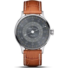 MeisterSinger Pangaea Day Date 365 Grey PDD365927 Světle hnědý kožený řemínek