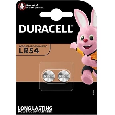Батерия алкална DURACELL LR1130 LR54 AG10, 2pk блистер 1.5V (DUR-BA-LR1130-2PK)