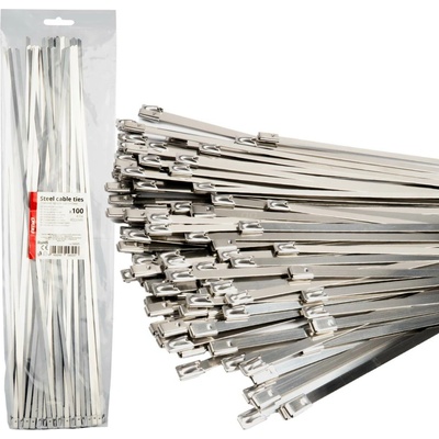 AMIO 04325 Kovové upínacie pásky z nehrdzavejúcej ocele 4,6 x 400 mm 100 ks