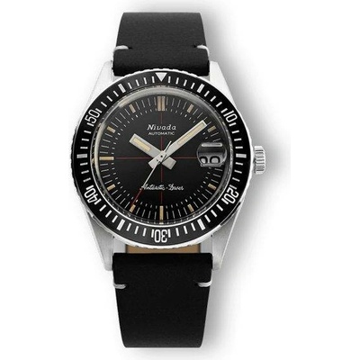 Nivada Grenchen Antarctic 32038A Black Leather White stitching
