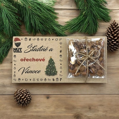 Nutworld Dárková kazetka Vánoční Mix ořechů v medu a soli 50 g