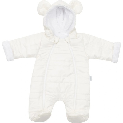 NEW BABY Zimná dojčenská kombinéza s kapucňou s uškami New Baby Pumi cream