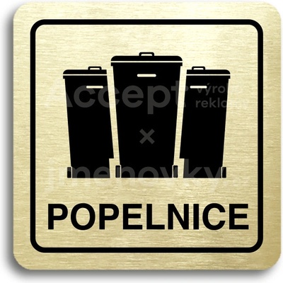 ACCEPT Piktogram popelnice V - zlatá tabulka - černý tisk