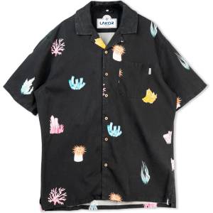 LAKOR Мъжка риза с копчета LAKOR Coral Short Sleeve Shirt - Moonless Night (033-3075-0111)