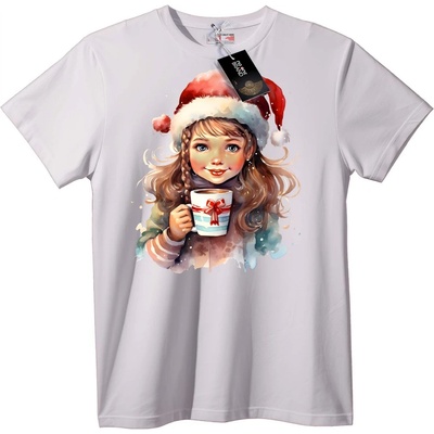 NOONEBRAND Тениска Коледно момиче с топъл какао - XS, Black