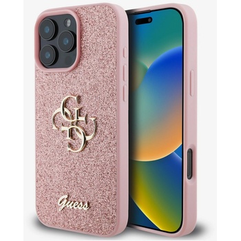 GUESS PU Fixed Glitter 4G Metal Logo Back Cover за iPhone 16 Pro Pink Guess | Lilav | ЖЕНИ | UNI