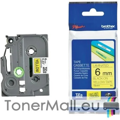 Brother Tape Black on Yellow Brother TZ-611