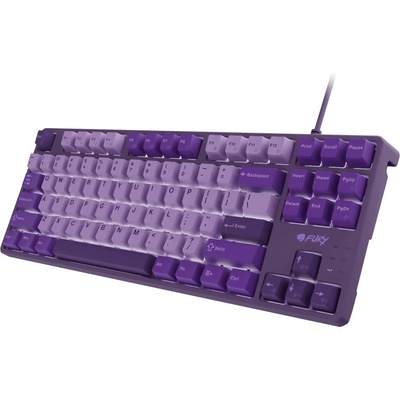 Клавиатура Fury Kanabo K2 Violet, механична, линейни (Linear) суичове, гейминг, бяла подсветка, лилава, USB (NFU-2351)
