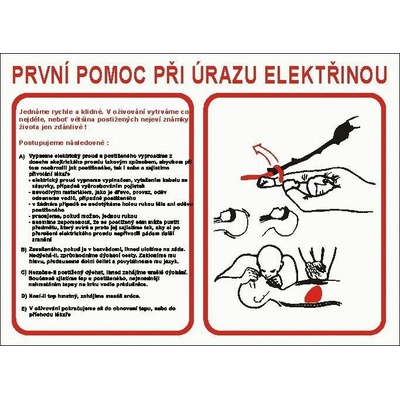 CUPRO Tabulka"PRVNÍ POMOC PŘI ÚRAZU EL." A3 P, samolepící 7781 A3 PLAST