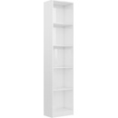 Shumee s 5 policami lesklá biela 40x24x175 cm drevotrieska