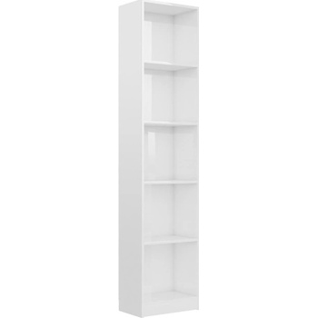 Shumee s 5 policami lesklá biela 40x24x175 cm drevotrieska