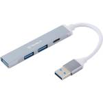 Techsuit - Докинг станция PolarisBridge 4 в 1 (H19) - USB към 2x USB 2.0, 1x USB 3.0, 1x Type-C - Сив/Бял