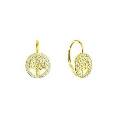 EVOLUTION GROUP CZ Pozlacené stříbrné náušnice strom života - 11713.1 yellow gold