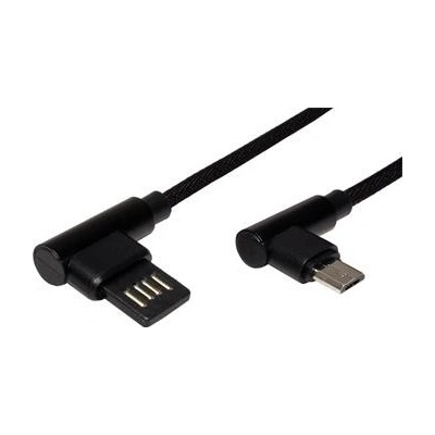 Roline 11.02.8720 USB 2.0, oboustranný USB A(M) - micro USB B(M), lomené konektory (90°), 0,8m