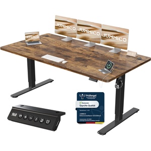 JUMMICO Height-adjustable desk with USB charging port, desk height-adjustable electric 180 x 80 cm, stand-sit table, standing desk, adjustable computer table, standing desk, brown - 0403 (0403)