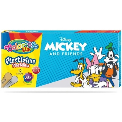 Colorino - Disney Mickey and Friends Пластилин 12 цв. + златно и сребърно