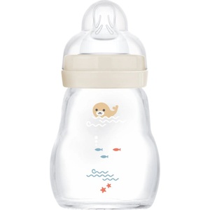 MAM Feel Good Glass Baby Bottle стъклено шише против колики 0m+ Beige