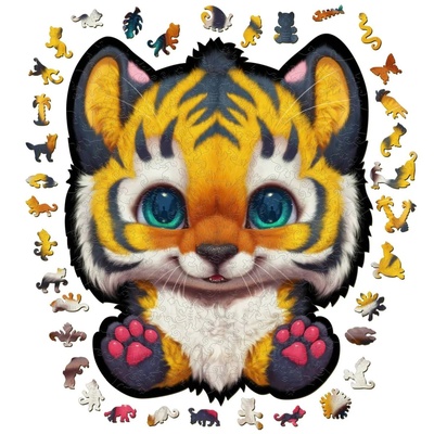 WoodMix Puzzles Дървен пъзел WoodMix, 130 части - Tigrix (WM-2T-0004)