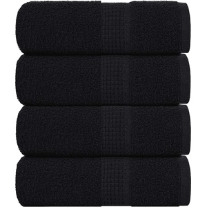 vidaXL Кърпи за гости FROGN 4 бр. Черни 30x50 см 360 г/м2 (136948)