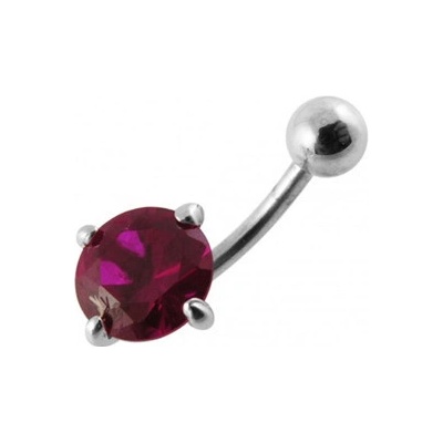 Šperky4U stříbrný piercing do pupíku tmavě růžový zirkon BP01017-F