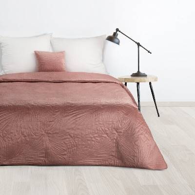 Takoy DESIGN 91 Přehoz na postel LUIZ sametový prošívaný se vzorem palmových listů-HF-405340 170 x 210 cm