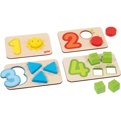 Goki Дървен пъзел Goki - Научи се да броиш и свързваш (57357)