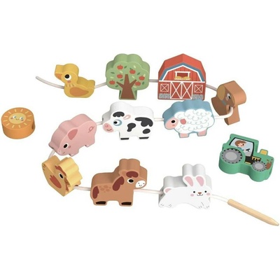 Tooky Toy Navlékání Zvířátka Farma Pastel