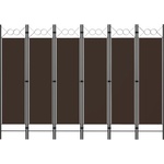 vidaXL Параван за стая, 6 панела, кафяв, 240x180 cм (320712)