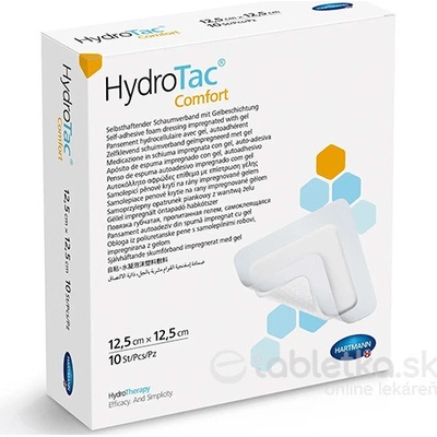 HydroTac Comfort - krytie na rany penové hydropol. impregnované gelom samolepiace 12,5 x 12,5 cm 10 ks