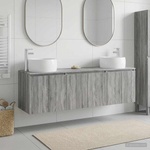 vidaXL Комплект шкафове за баня 3 бр. Сив Сонома 49, 5 x 44, 5 x 66 см (3405713)