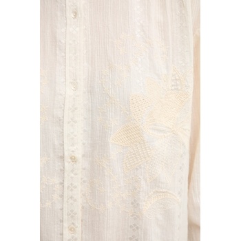 Hoss Intropia Риза Hoss Intropia дамска в бежово със свободна кройка с права яка 6289139 (6289139)