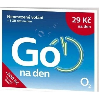 O2 SIM karta Go na den (29 Kč/den 1GB + neomezené volání) + 50 Kč kredit