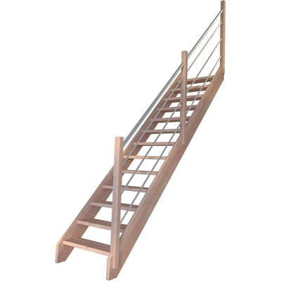 StarWood Schody Mykonos Pro bukové rovné 80cm otevřené dřev. nerez. zábradlí P