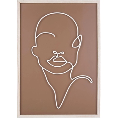 present time Nástěnná dekorace s motivem kovového obličeje, ART LINE hnědý