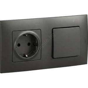 Legrand Legrand-Домашна SCHUKO розетка и еднополюсен ключ № 1 с рамка NILOE черен (LR0114B)