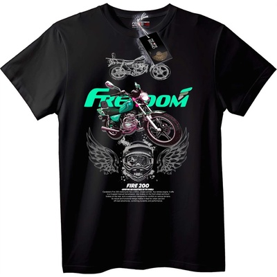 NOONEBRAND Тениска Мотоциклет Freedom Fire 200 - 4XL, White