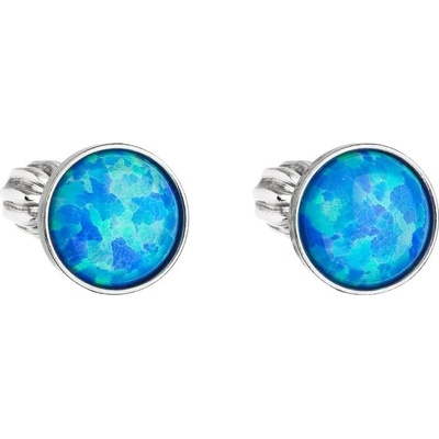 Pavona Stříbrné náušnice s modrým syntetickým opálem 11001.3 blue