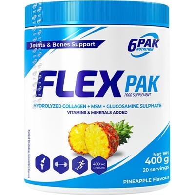 6PAK Nutrition Flex Pak Powder | Collagen & Glucosamine, Chondroitin, MSM, Hyaluronic Acid [400 грама] Ананас