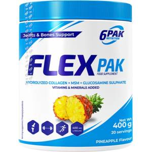 6PAK Nutrition Flex Pak Powder | Collagen & Glucosamine, Chondroitin, MSM, Hyaluronic Acid [400 грама] Ананас