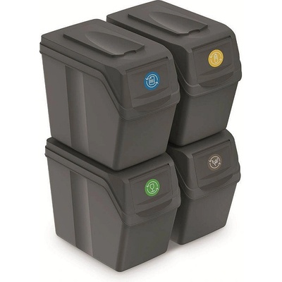 Prosperplast Sada 4 odpadkových košů SORTIBOX I šedý kámen 4 x 20 l