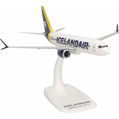 Herpa Boeing B737 MAX 8 Icelandair Yellow Tail design Named Látrabjarg Snap-Fit 1:200